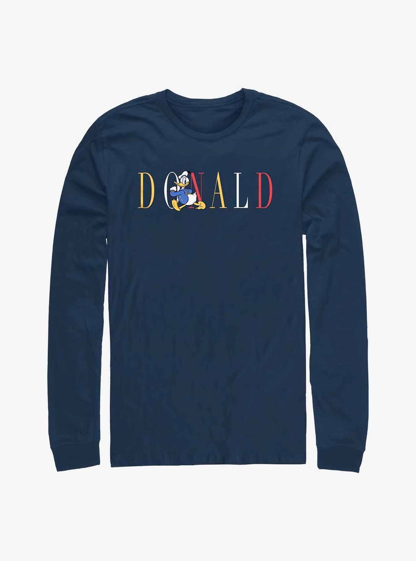 Disney Donald Duck Classic Font Long-Sleeve T-Shirt, NAVY, hi-res