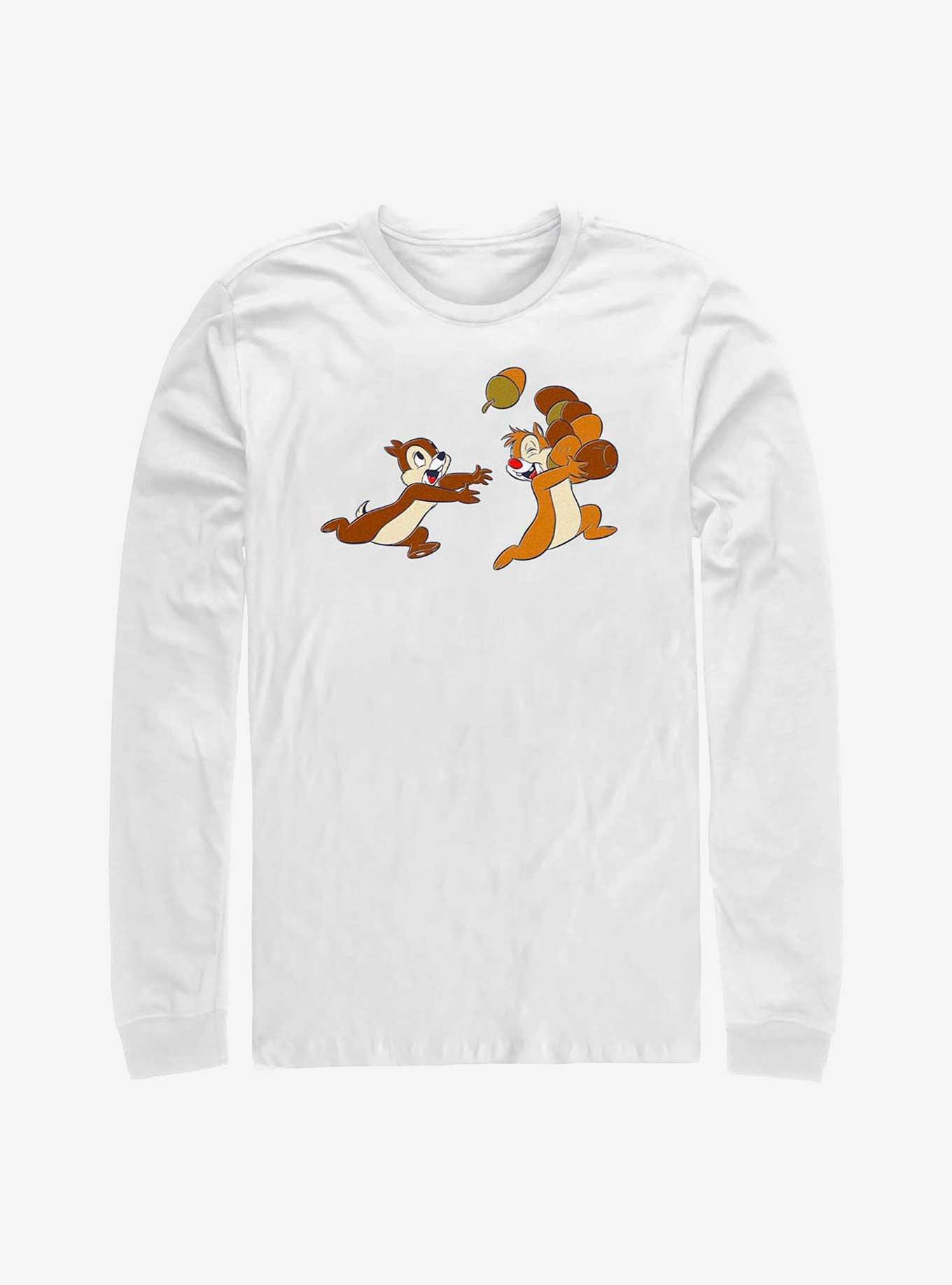 Disney Chip 'n' Dale Characters & Acorns Long-Sleeve T-Shirt, WHITE, hi-res
