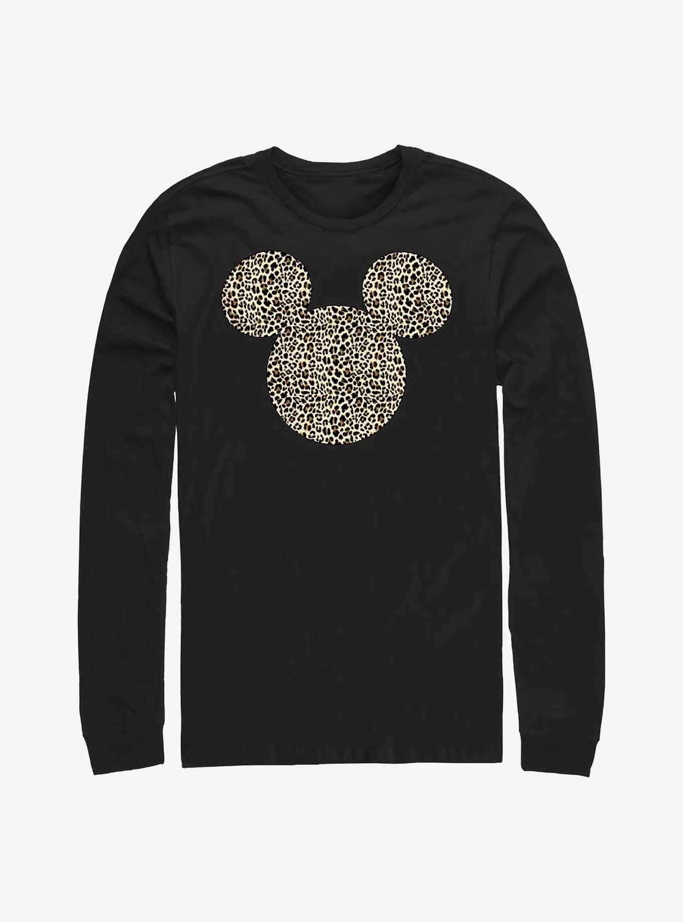 Disney Mickey Mouse Animal Print Ears Long-Sleeve T-Shirt, BLACK, hi-res
