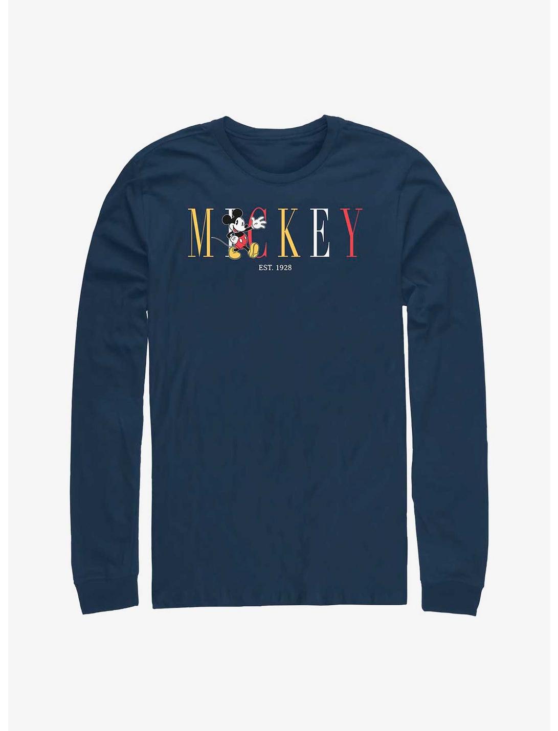 Disney Mickey Mouse Classic Font Long-Sleeve T-Shirt, NAVY, hi-res