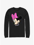 Disney Minnie Mouse Face Graphic Long-Sleeve T-Shirt, BLACK, hi-res