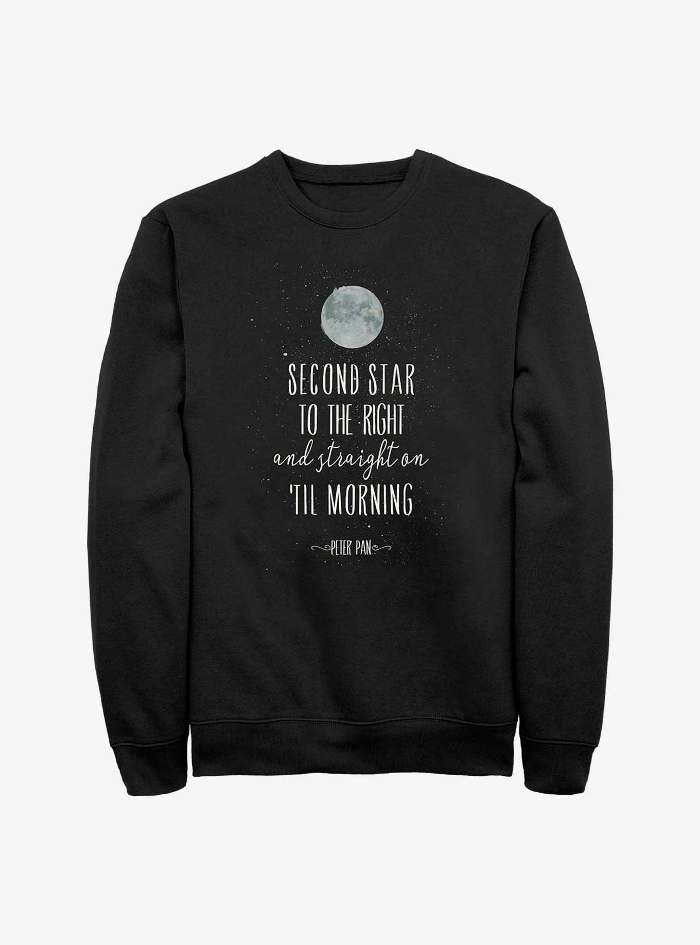Disney Peter Pan Second Star To The Right Script Sweatshirt, BLACK, hi-res