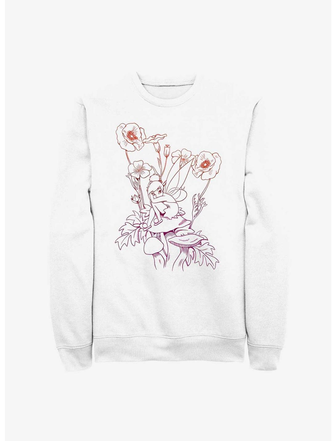 Disney Tinker Bell Floral Mushroom Forest Sweatshirt, WHITE, hi-res