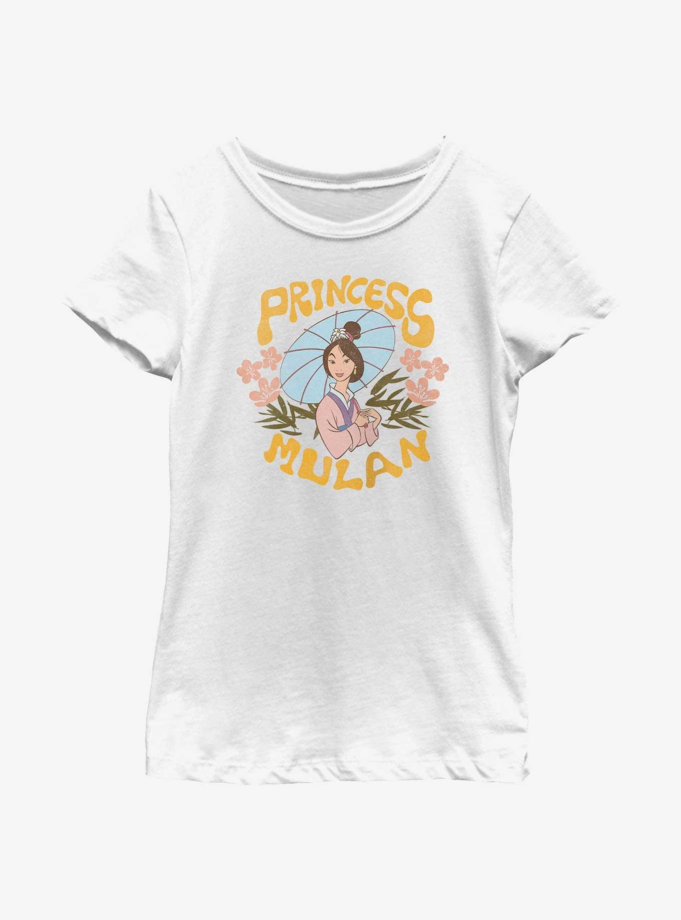Disney Mulan Retro Floral Portrait Youth Girls T-Shirt, , hi-res