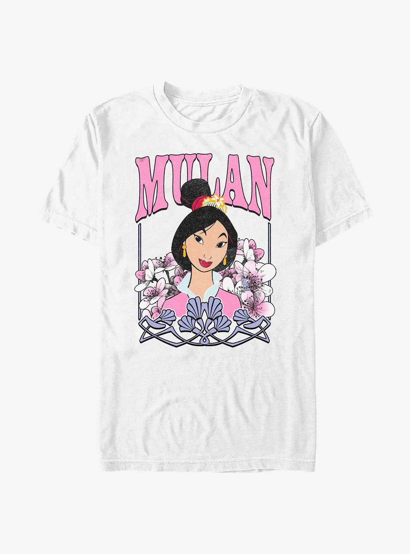 Disney Mulan Floral Portrait T-Shirt, WHITE, hi-res