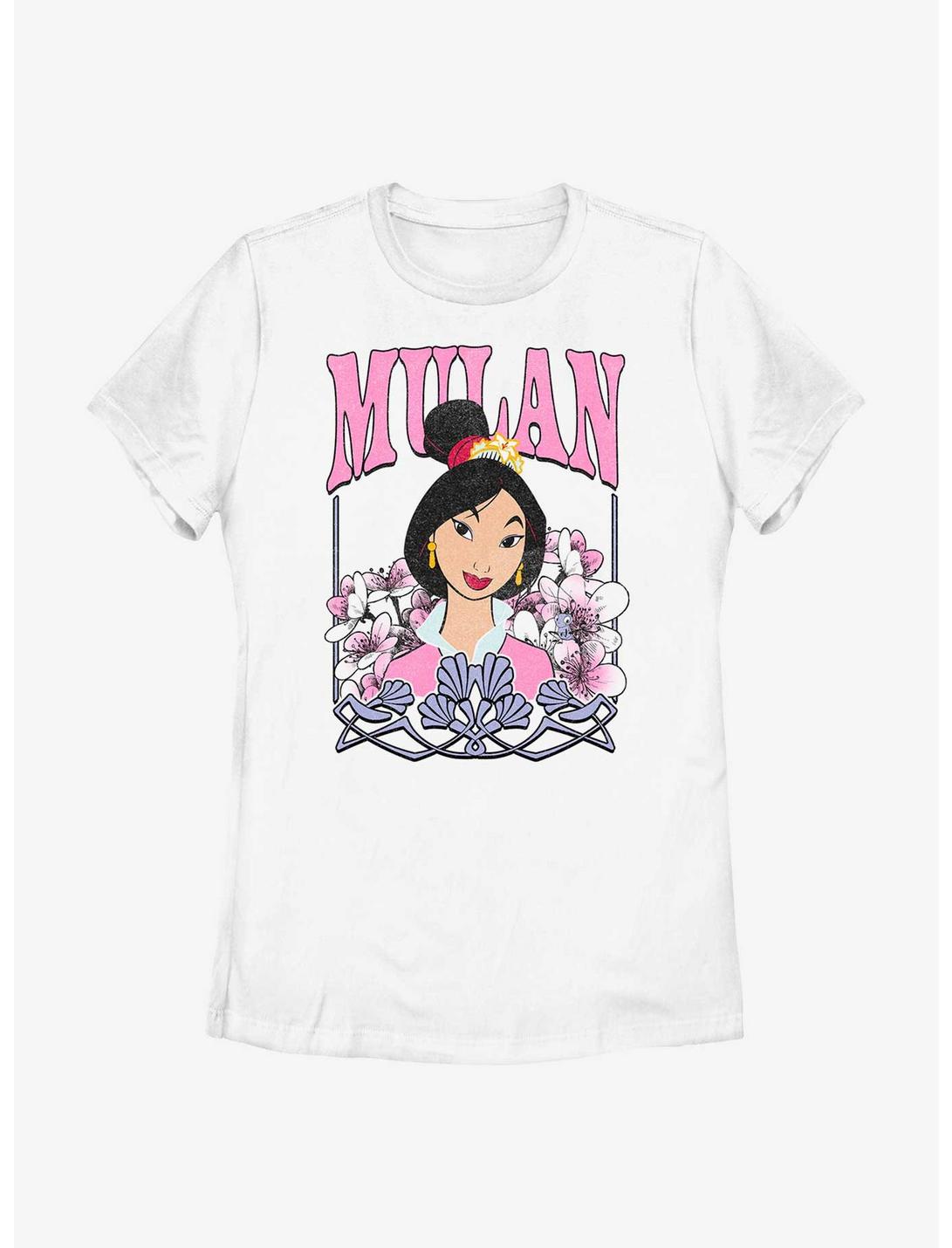 Disney Mulan Floral Portrait Womens T-Shirt, WHITE, hi-res