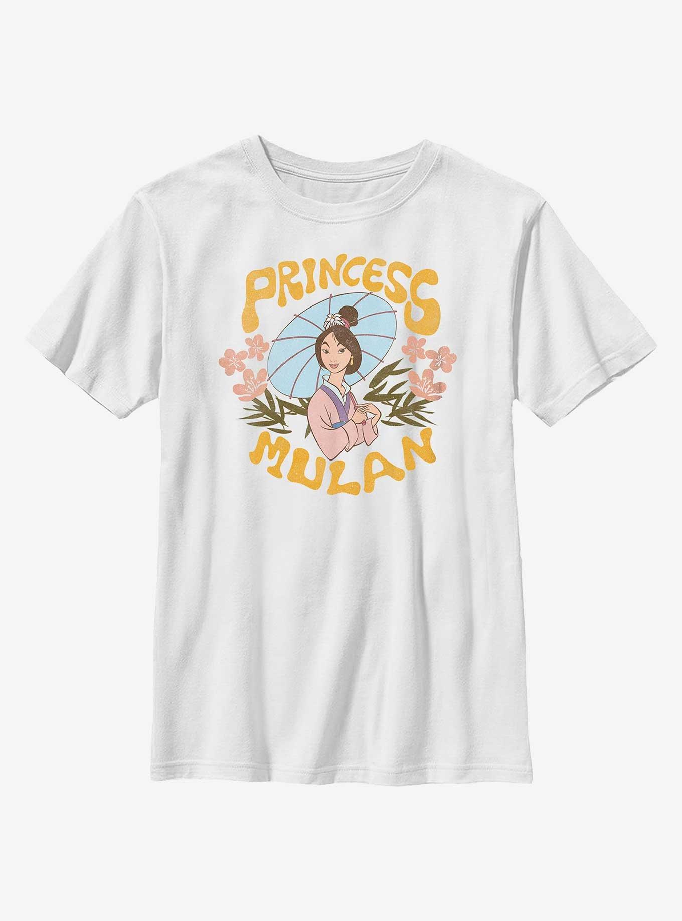 Disney Mulan Retro Floral Portrait Youth T-Shirt, WHITE, hi-res