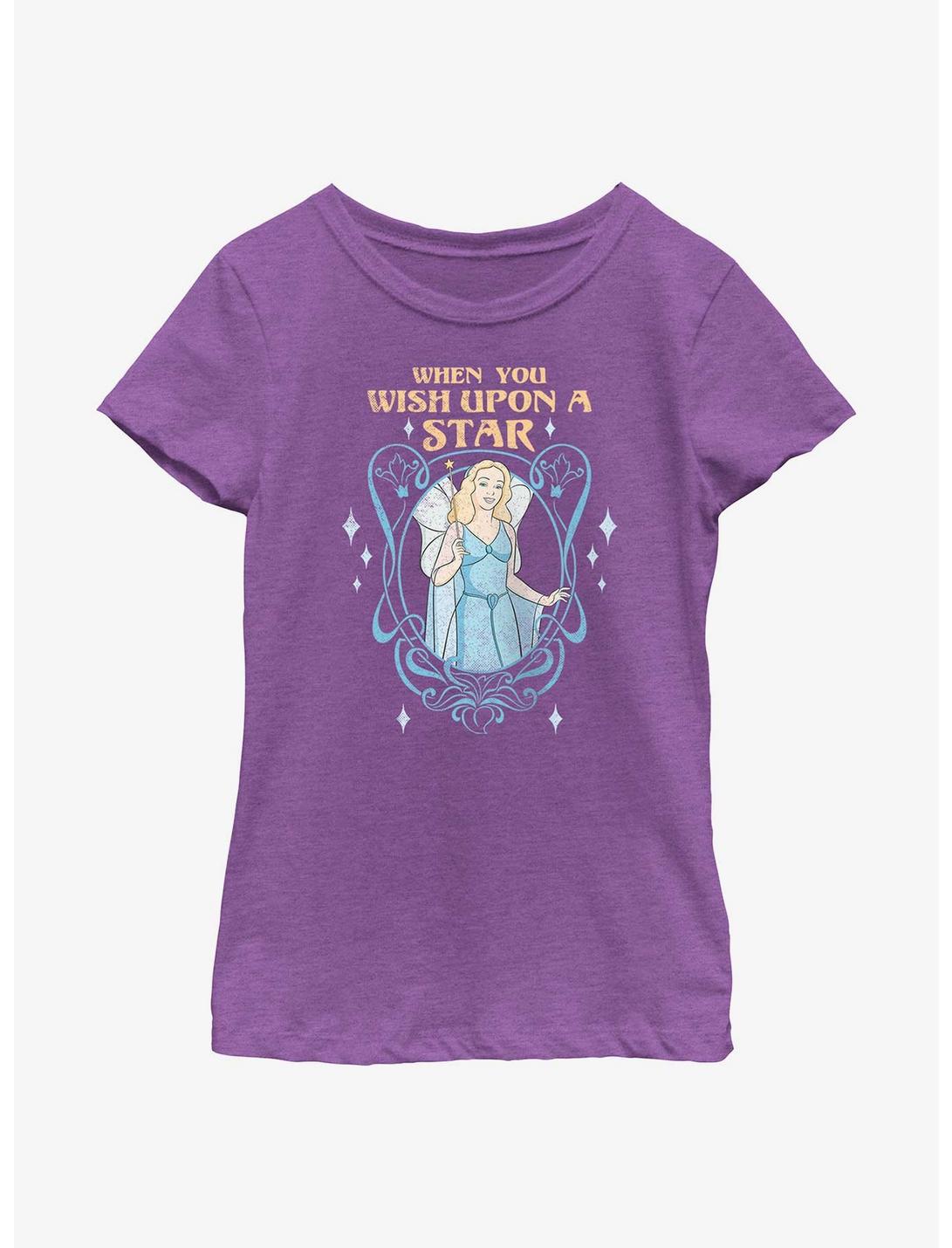 Disney Pinocchio The Blue Fairy Wish Upon A Star Youth Girls T-Shirt, PURPLE BERRY, hi-res