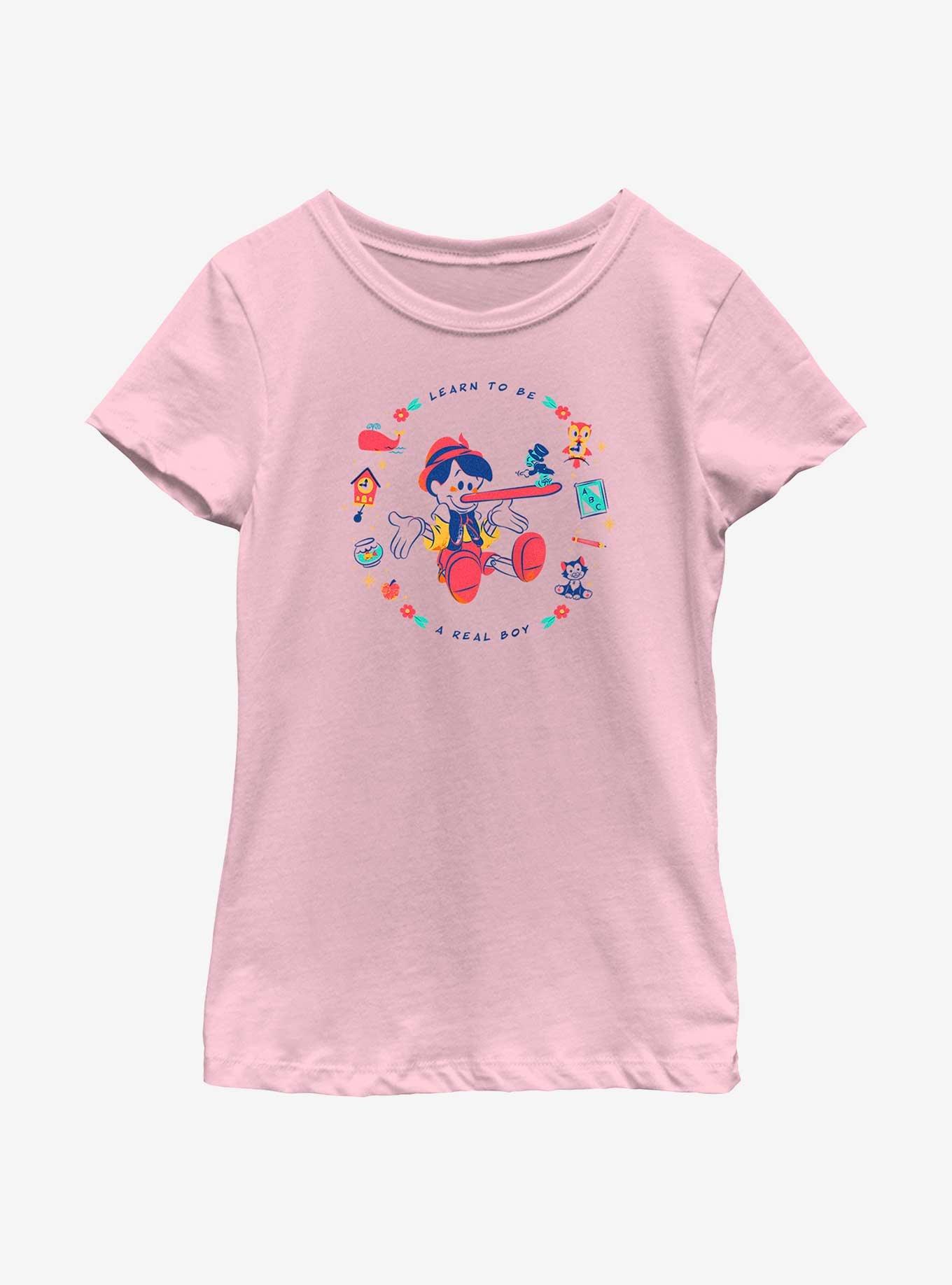 Disney Pinocchio Learn To Be A Real Boy Youth Girls T-Shirt, PINK, hi-res