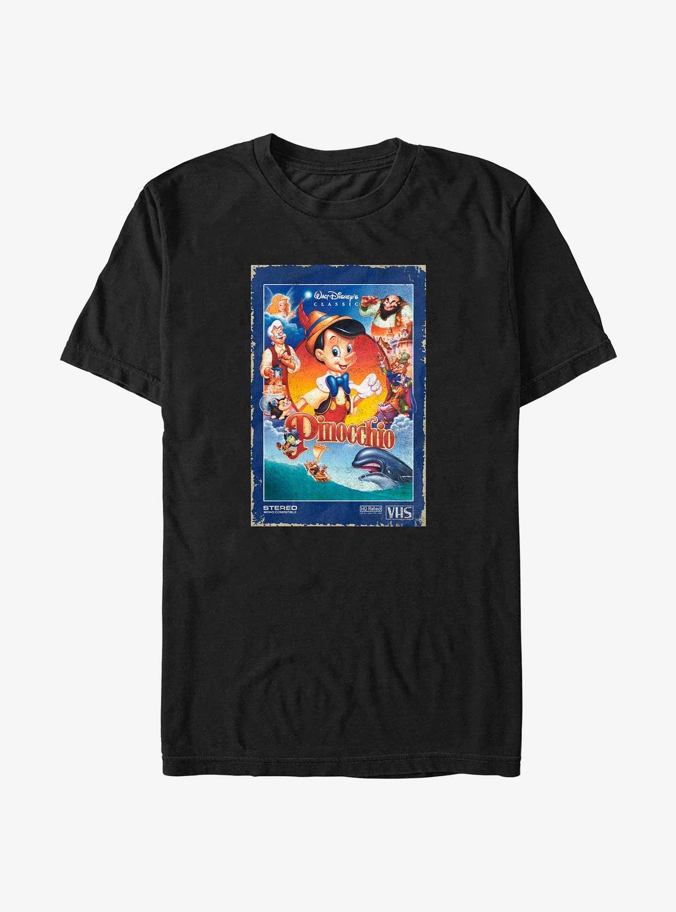 Disney Pinocchio VHS Movie Poster Retro T-Shirt, BLACK, hi-res