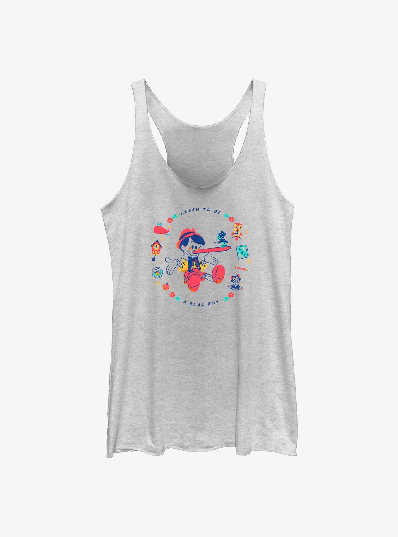 Disney Pinocchio Learn To Be A Real Boy Womens Tank Top, WHITE HTR, hi-res