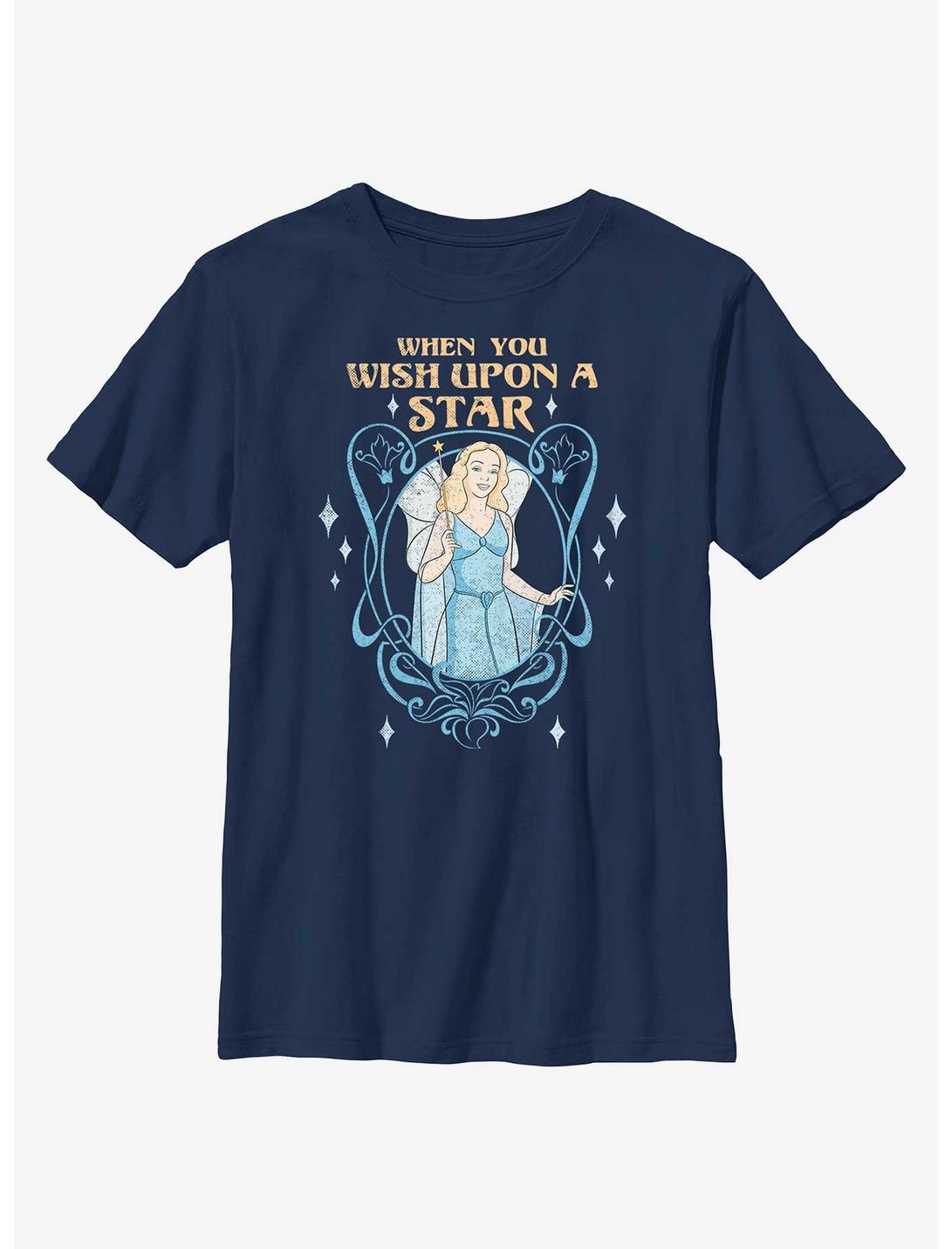 Disney Pinocchio The Blue Fairy Wish Upon A Star Youth T-Shirt, NAVY, hi-res