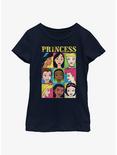 Disney Princesses Face Character Grid Youth Girls T-Shirt, NAVY, hi-res