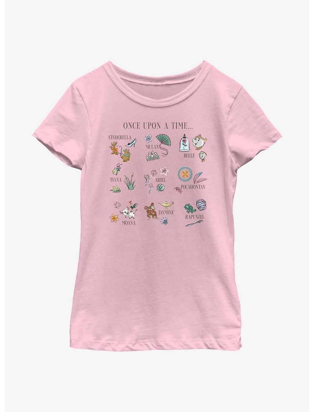 Disney Princesses Once Upon A Time Icons Youth Girls T-Shirt, PINK, hi-res