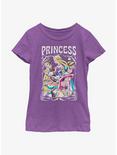 Disney Princesses Retro Drawing Portrait Youth Girls T-Shirt, PURPLE BERRY, hi-res