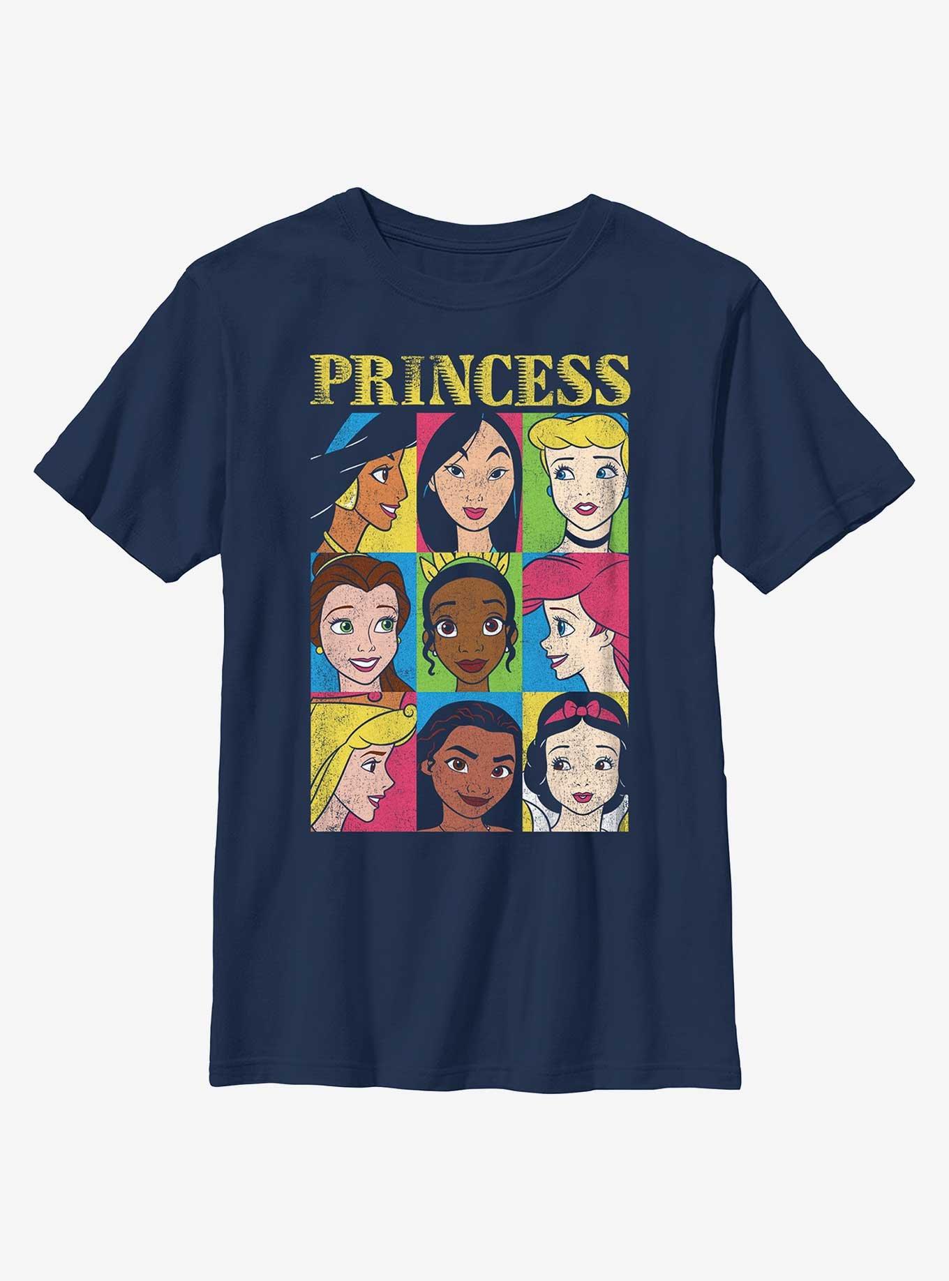 Disney Princesses Face Character Grid Youth T-Shirt, , hi-res