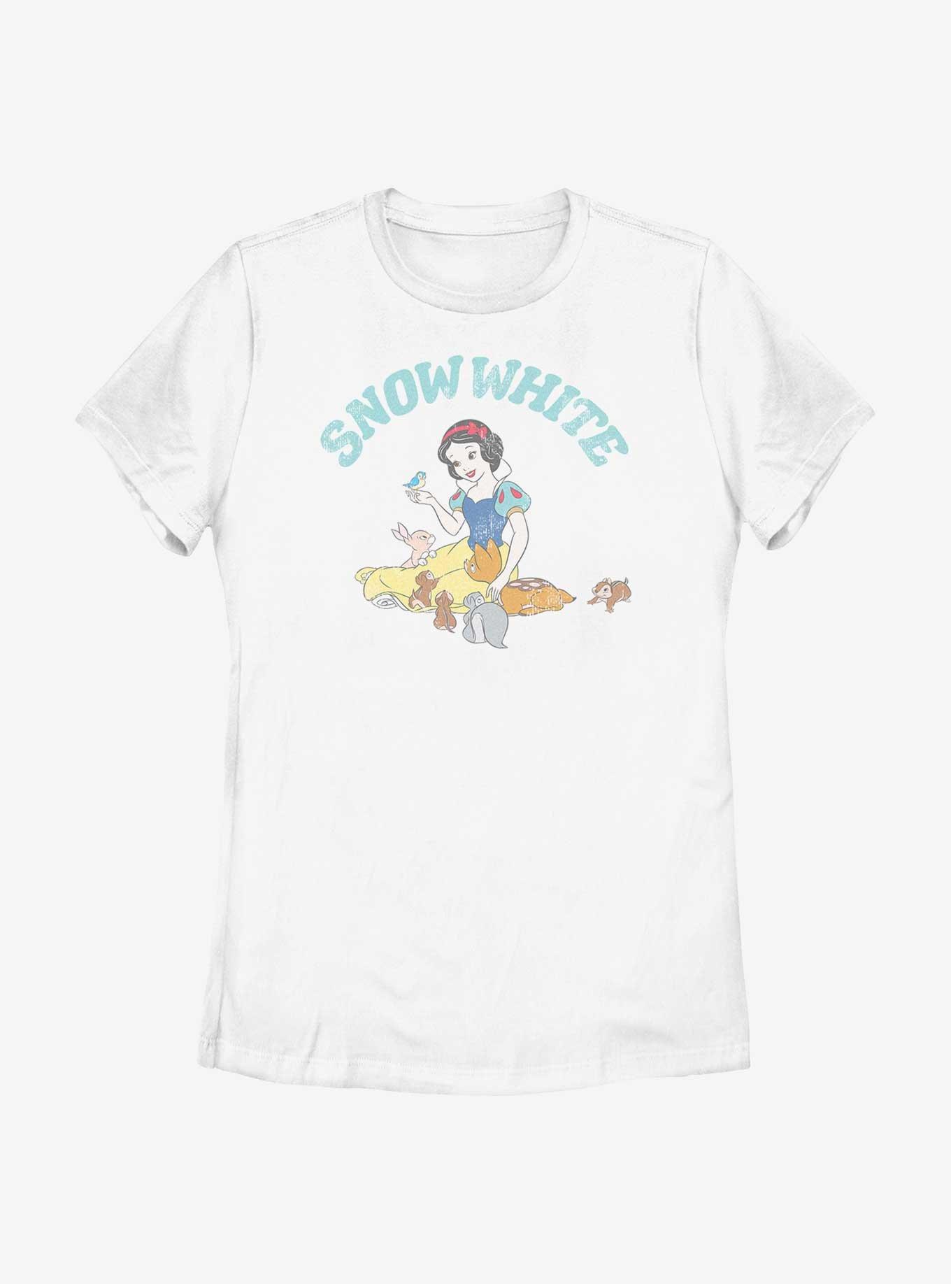 Disney Snow White And The Seven Dwarfs Snow White And Woodland Animals Womens T-Shirt, WHITE, hi-res