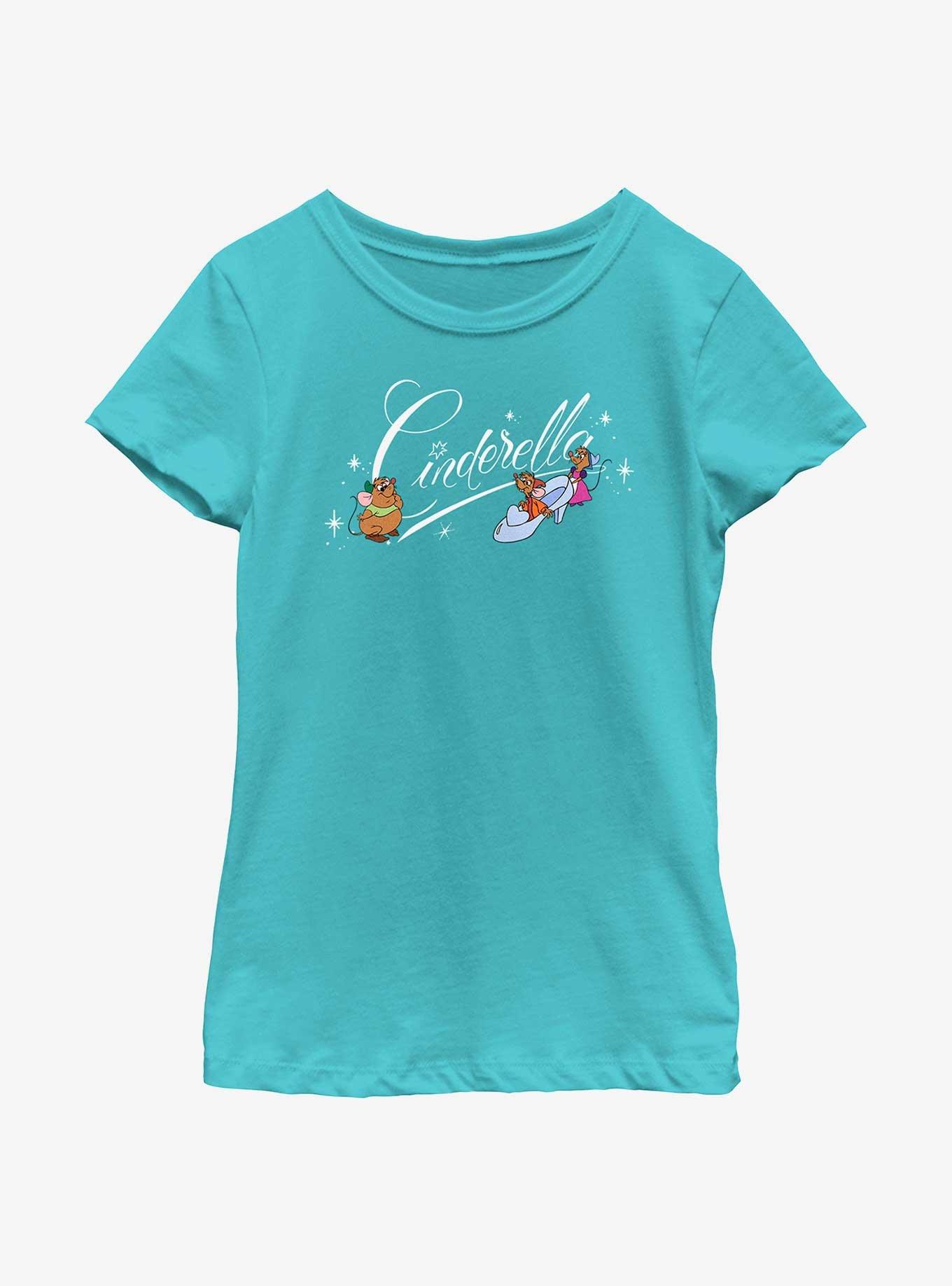 Disney Cinderella Mice Logo Youth Girls T-Shirt, TAHI BLUE, hi-res