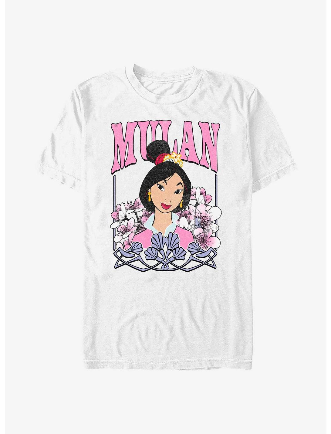 Disney Mulan Floral Portrait T-Shirt, WHITE, hi-res