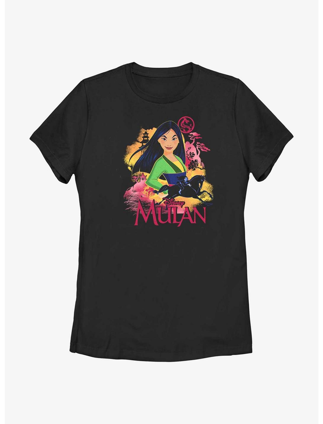 Disney Mulan Scene Portrait Womens T-Shirt, BLACK, hi-res