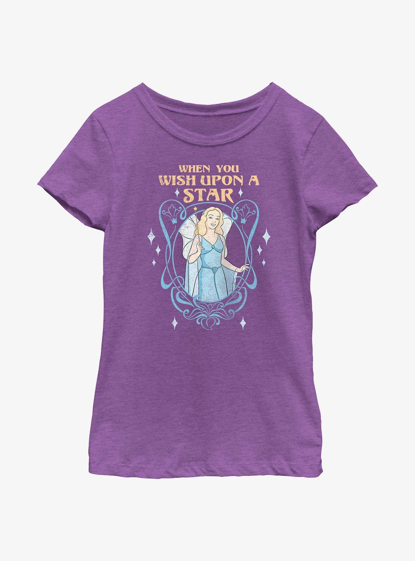 Disney Pinocchio The Blue Fairy Wish Upon A Star Youth Girls T-Shirt, PURPLE BERRY, hi-res