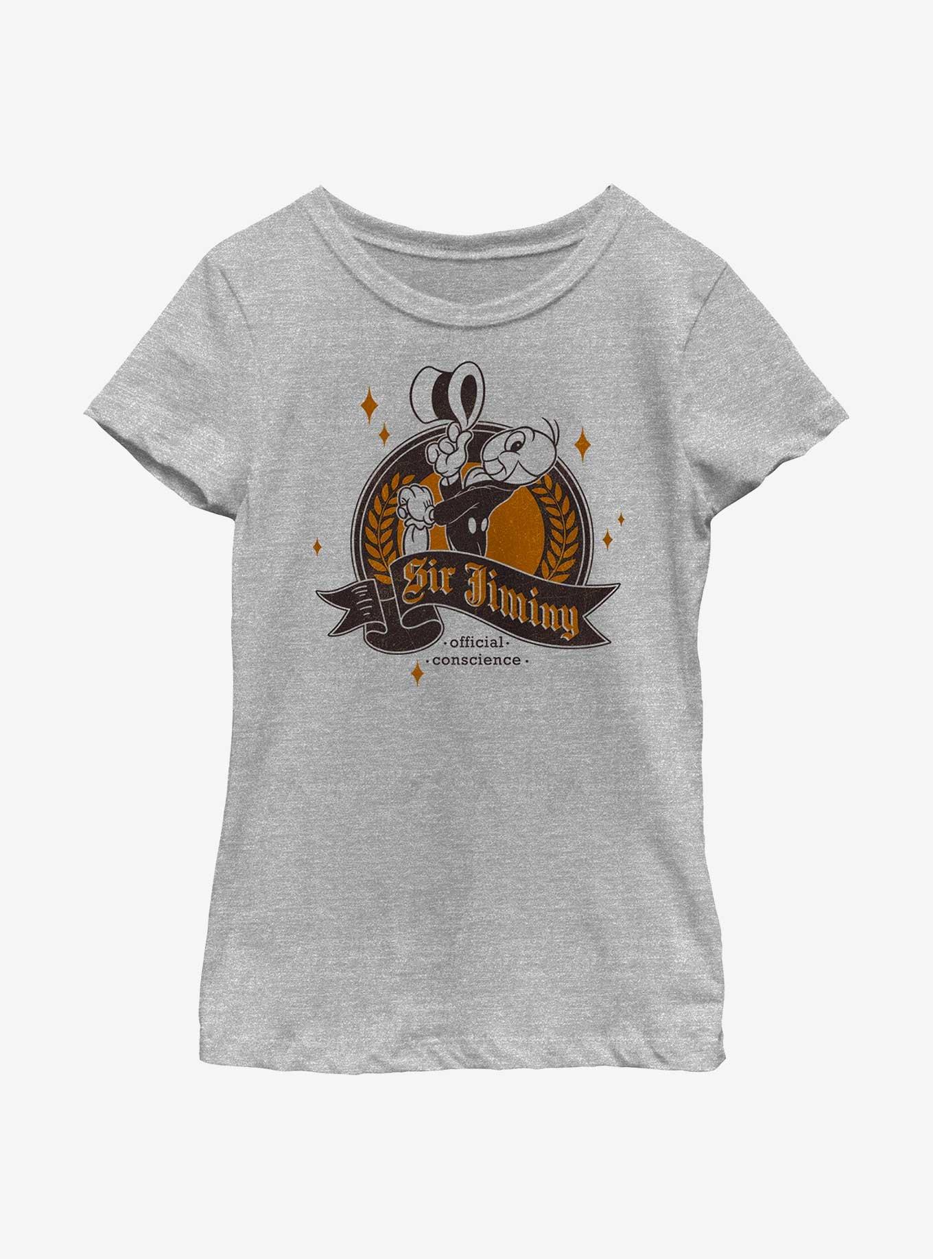 Disney Pinocchio Sir Jiminy Cricket Conscience Youth Girls T-Shirt, ATH HTR, hi-res