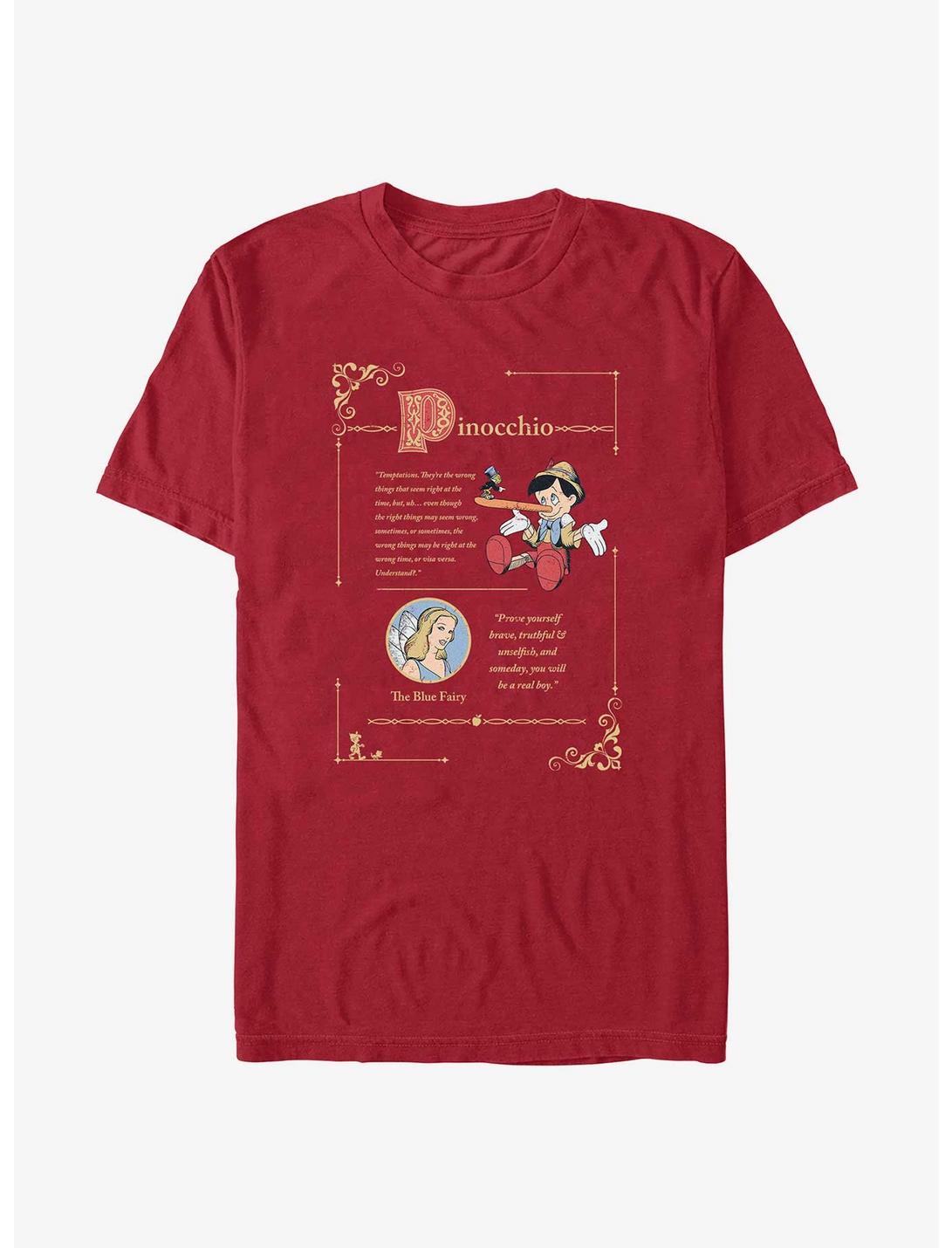 Disney Pinocchio Temptations Script T-Shirt, CARDINAL, hi-res