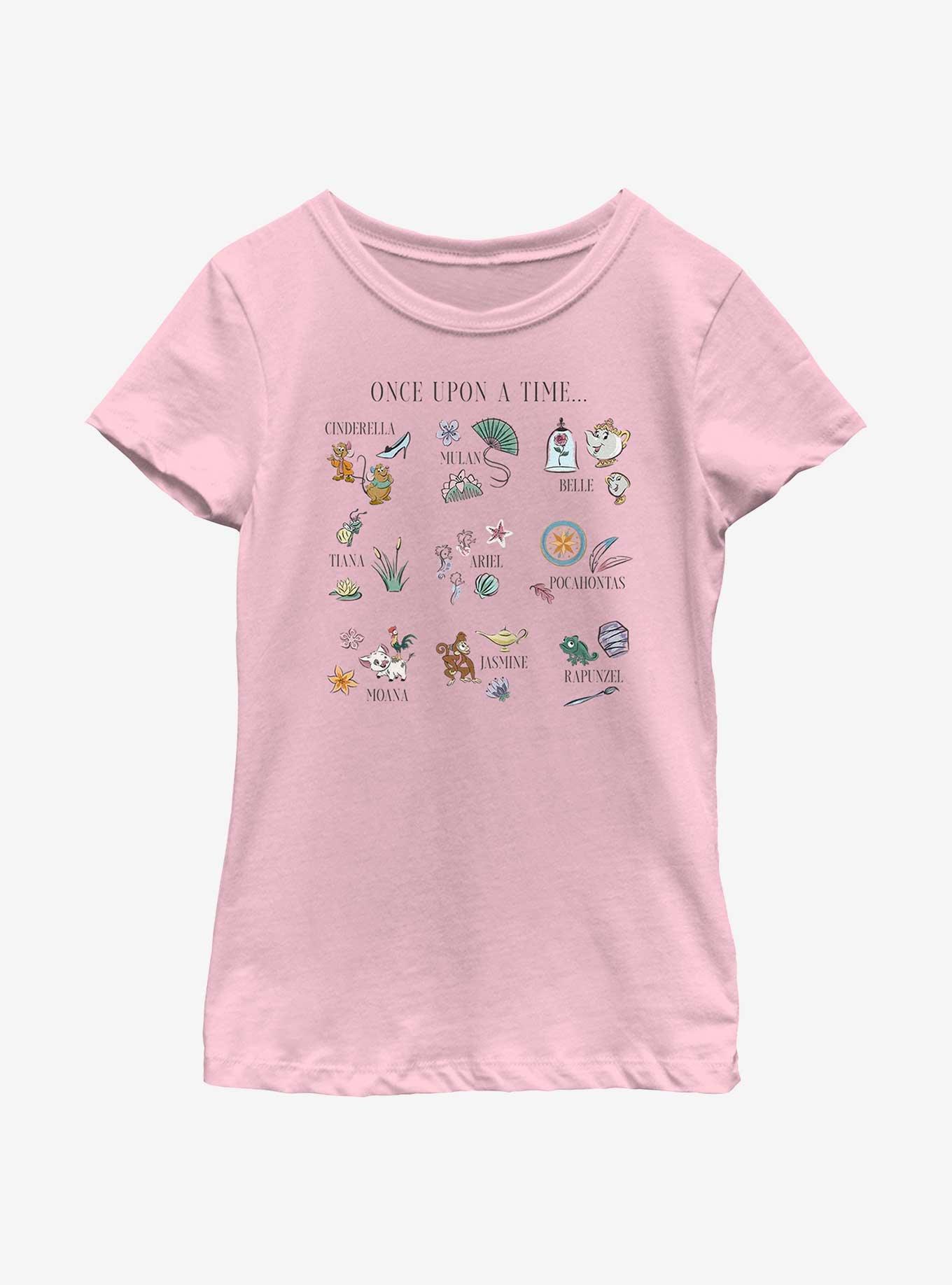 Disney Princesses Once Upon A Time Icons Youth Girls T-Shirt, PINK, hi-res