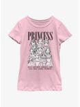 Disney Princesses Outline Group Stack Youth Girls T-Shirt, PINK, hi-res