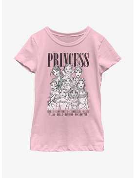 Disney Princesses Outline Group Stack Youth Girls T-Shirt, , hi-res