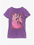Disney Princesses Outline Swirl Print Youth Girls T-Shirt, PURPLE BERRY, hi-res