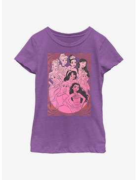 Disney Princesses Outline Swirl Print Youth Girls T-Shirt, , hi-res