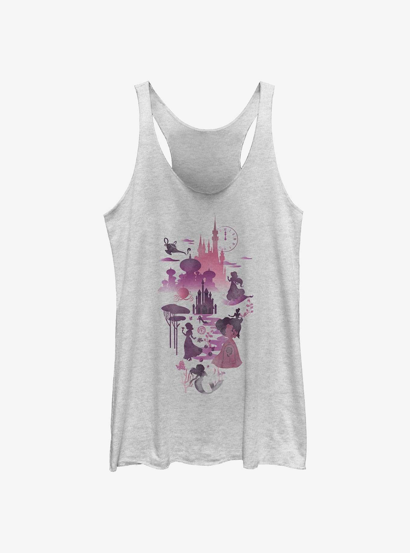 Disney Princesses Vignette Collage Womens Tank Top, WHITE HTR, hi-res