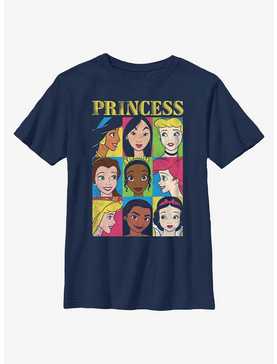 Disney Princesses Face Character Grid Youth T-Shirt, , hi-res