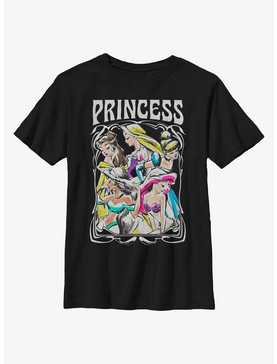 Disney Princesses Retro Drawing Portrait Youth T-Shirt, , hi-res