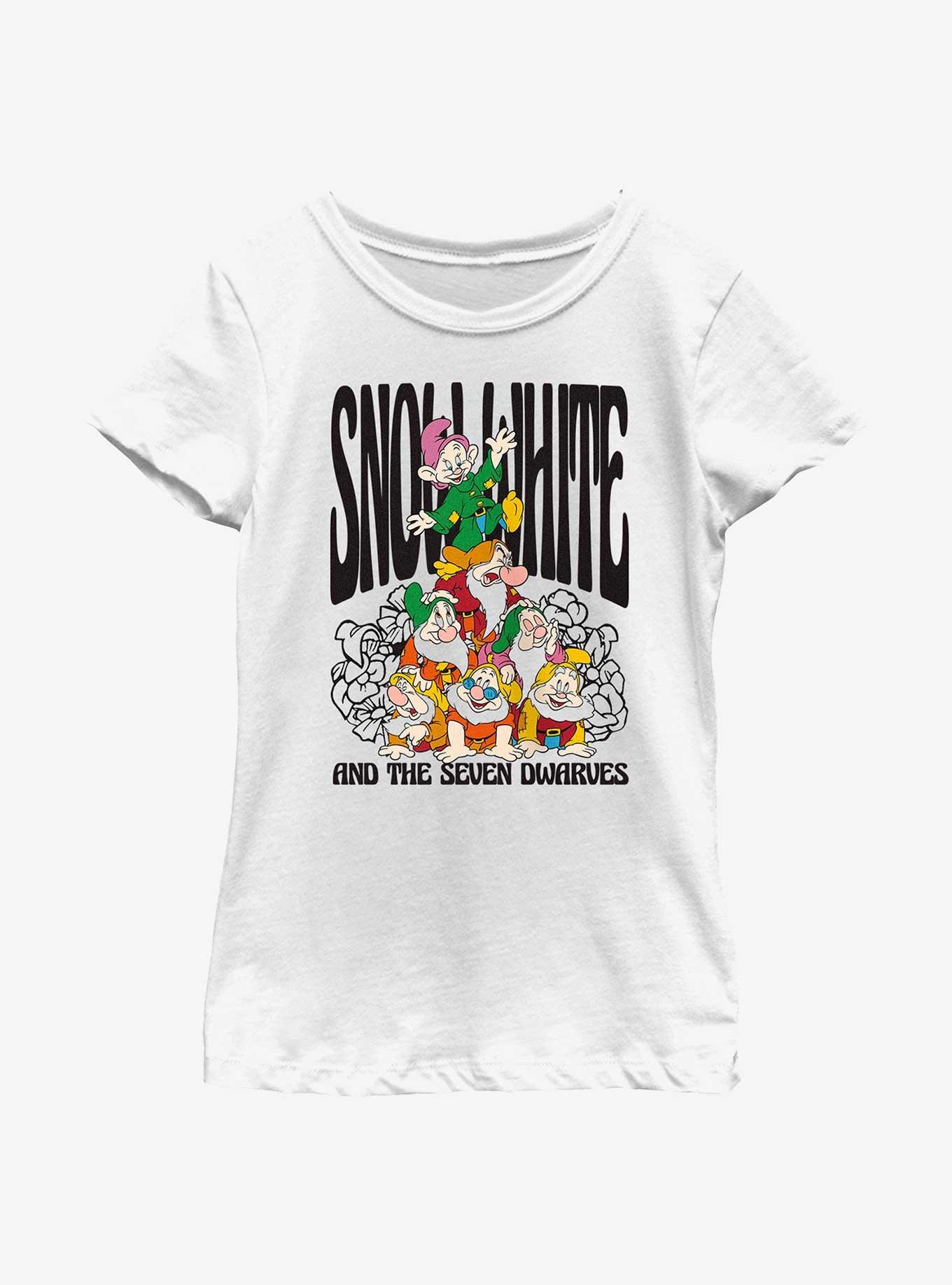 Disney Snow White And The Seven Dwarfs Dwarf Stack Youth Girls T-Shirt, WHITE, hi-res