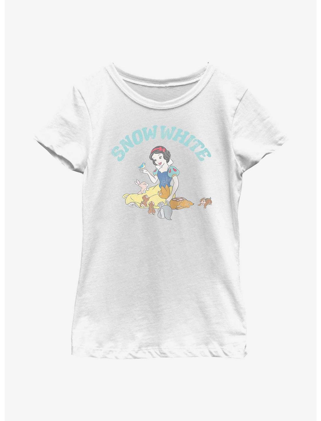Disney Snow White And The Seven Dwarfs Snow White And Woodland Animals Youth Girls T-Shirt, WHITE, hi-res