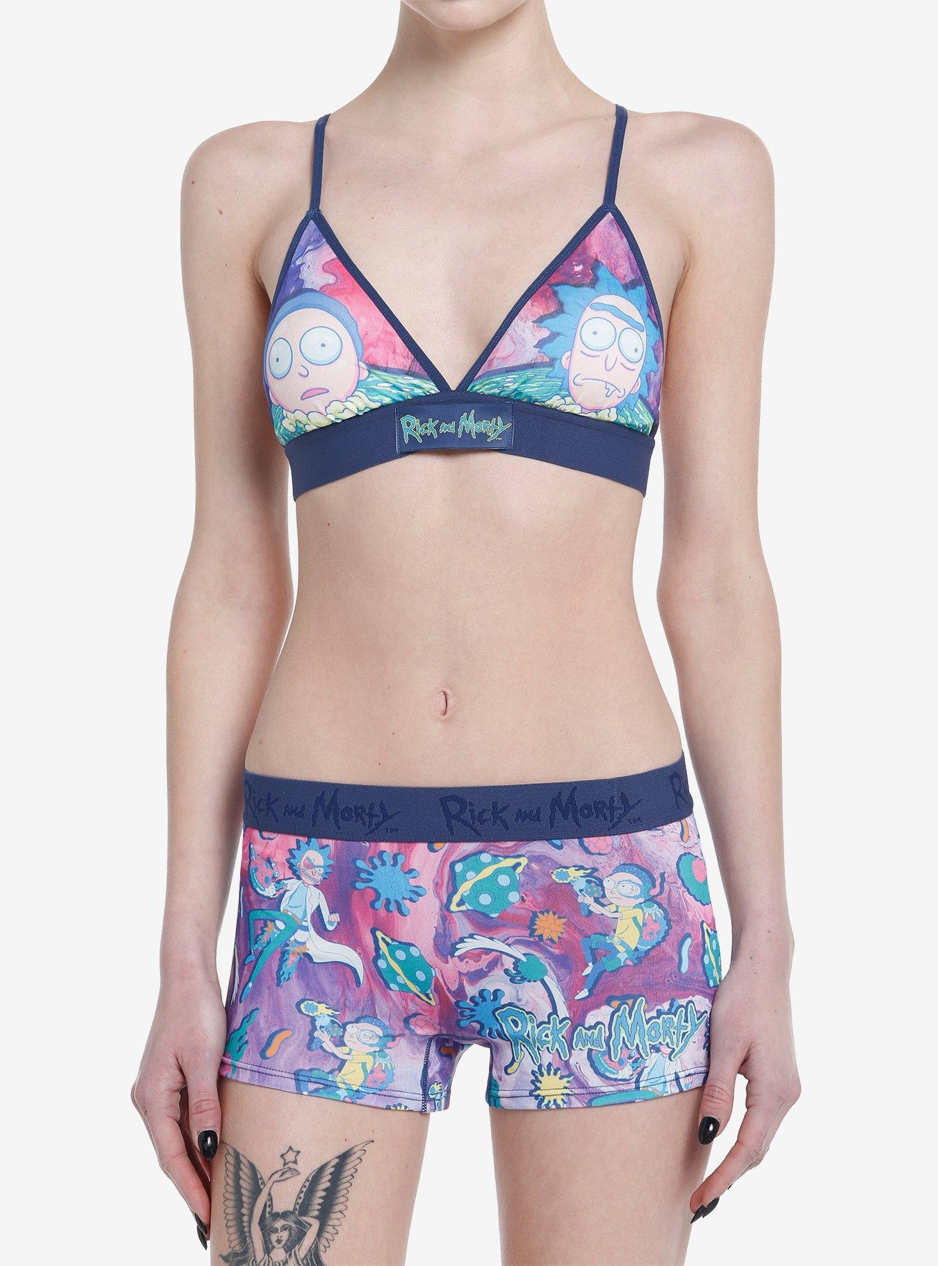 Rick And Morty Portals Bra & Boyshort Panty Set, Hot Topic