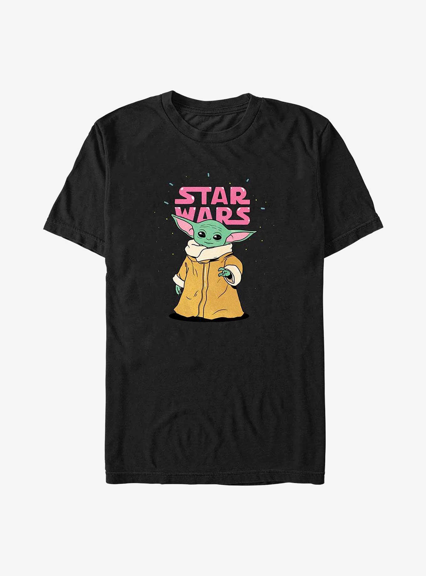 Star Wars The Mandalorian Grogu Bubble Text Logo Big & Tall T-Shirt, BLACK, hi-res