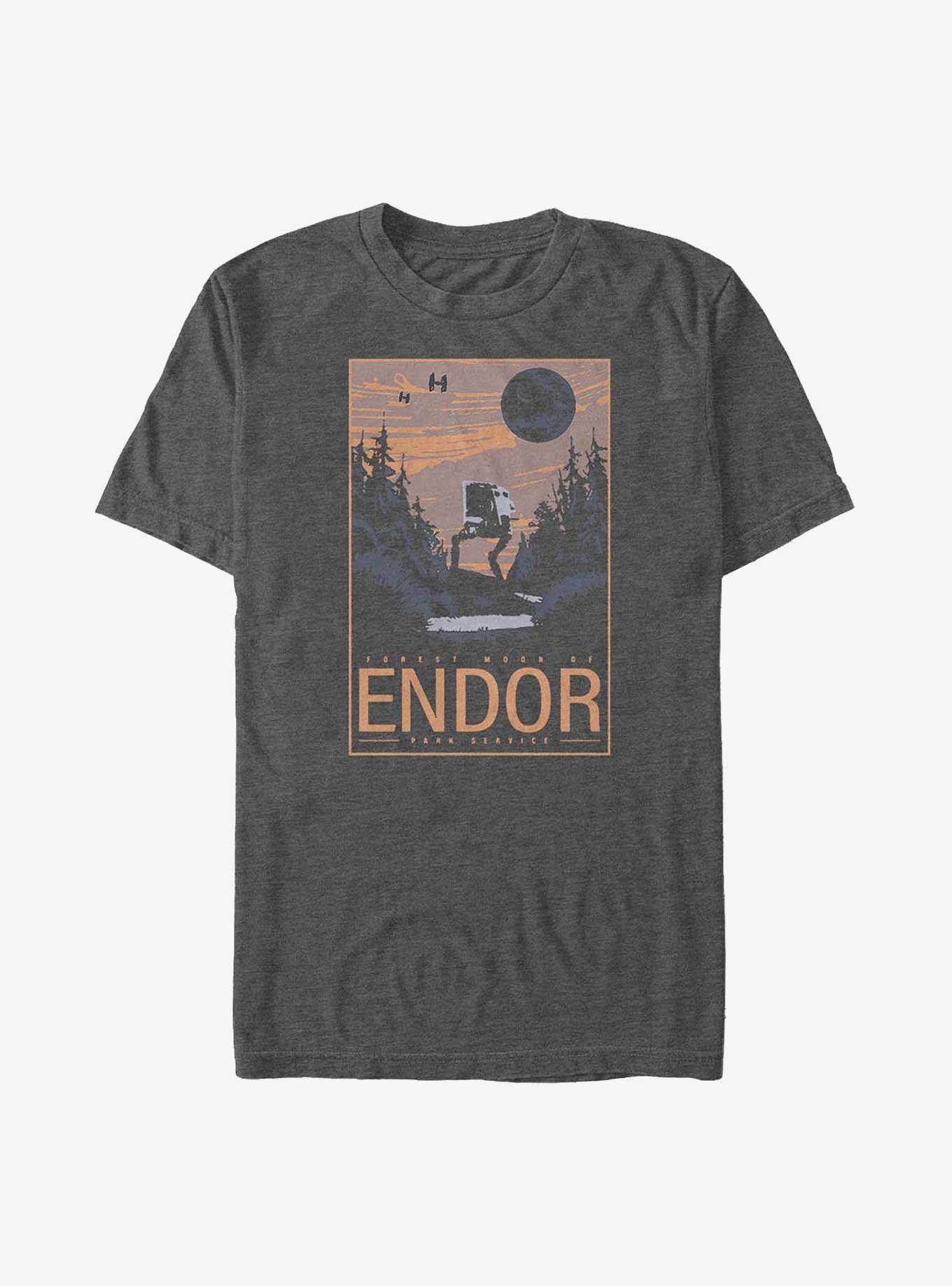 Star Wars Endor Park Service Poster Big & Tall T-Shirt, CHAR HTR, hi-res