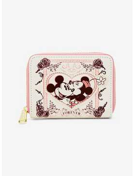 Loungefly Disney Mickey & Minnie Mouse Forever Floral Small Zip Wallet - BoxLunch Exclusive, , hi-res