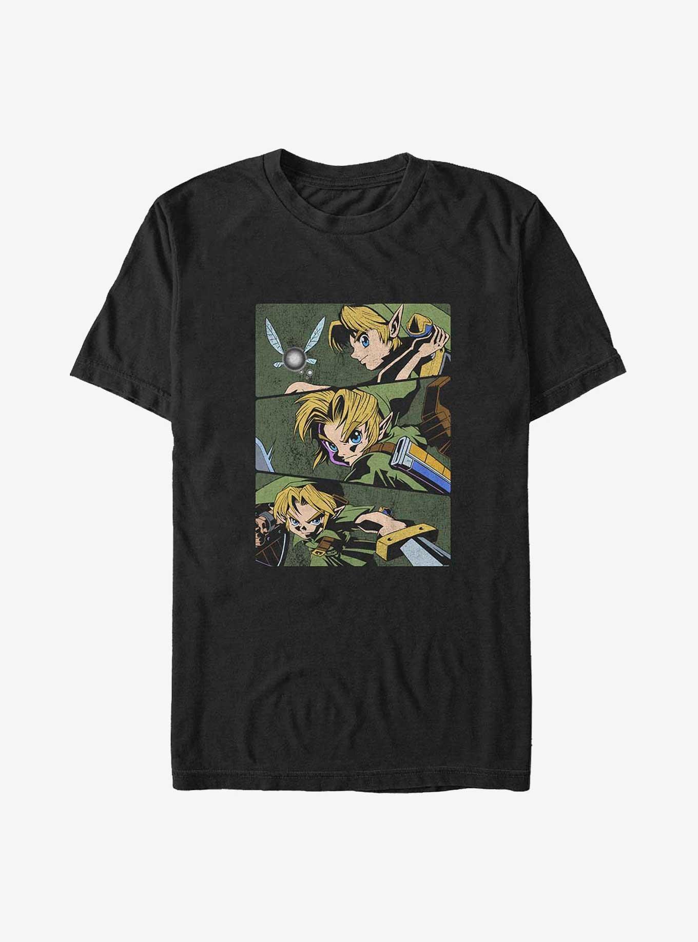 The Legend of Zelda Anime Style Link Battle Panels Big & Tall T-Shirt, BLACK, hi-res