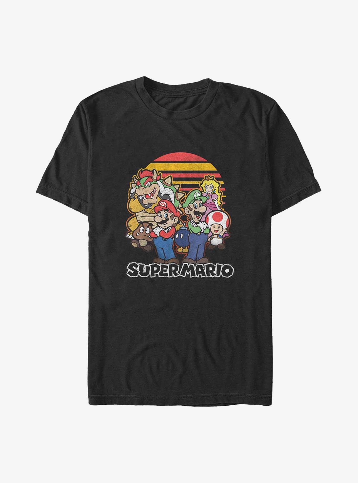 Mario Sunset Group Big & Tall T-Shirt, BLACK, hi-res