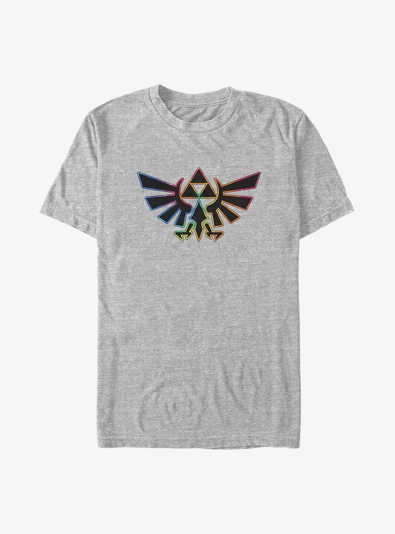 The Legend of Zelda Rainbow Outline Hyrule Crest Big & Tall T-Shirt, ATH HTR, hi-res