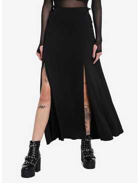 Social Collision Lace-Up Slit Maxi Skirt, , hi-res