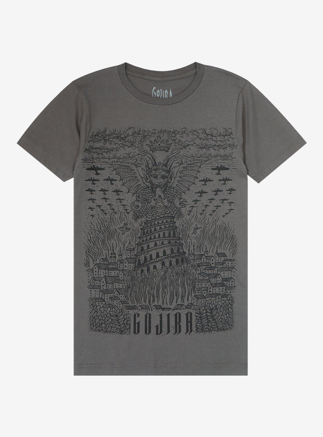 Gojira Winged Demon Boyfriend Fit Girls T-Shirt, CHARCOAL  GREY, hi-res