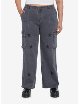 Social Collision Grey Star Cargo Pants Plus Size, , hi-res