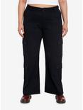 Social Collision Black Double Pocket Cargo Pants Plus Size, BLACK, hi-res
