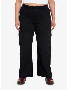 Social Collision Black Double Pocket Cargo Pants Plus Size, , hi-res