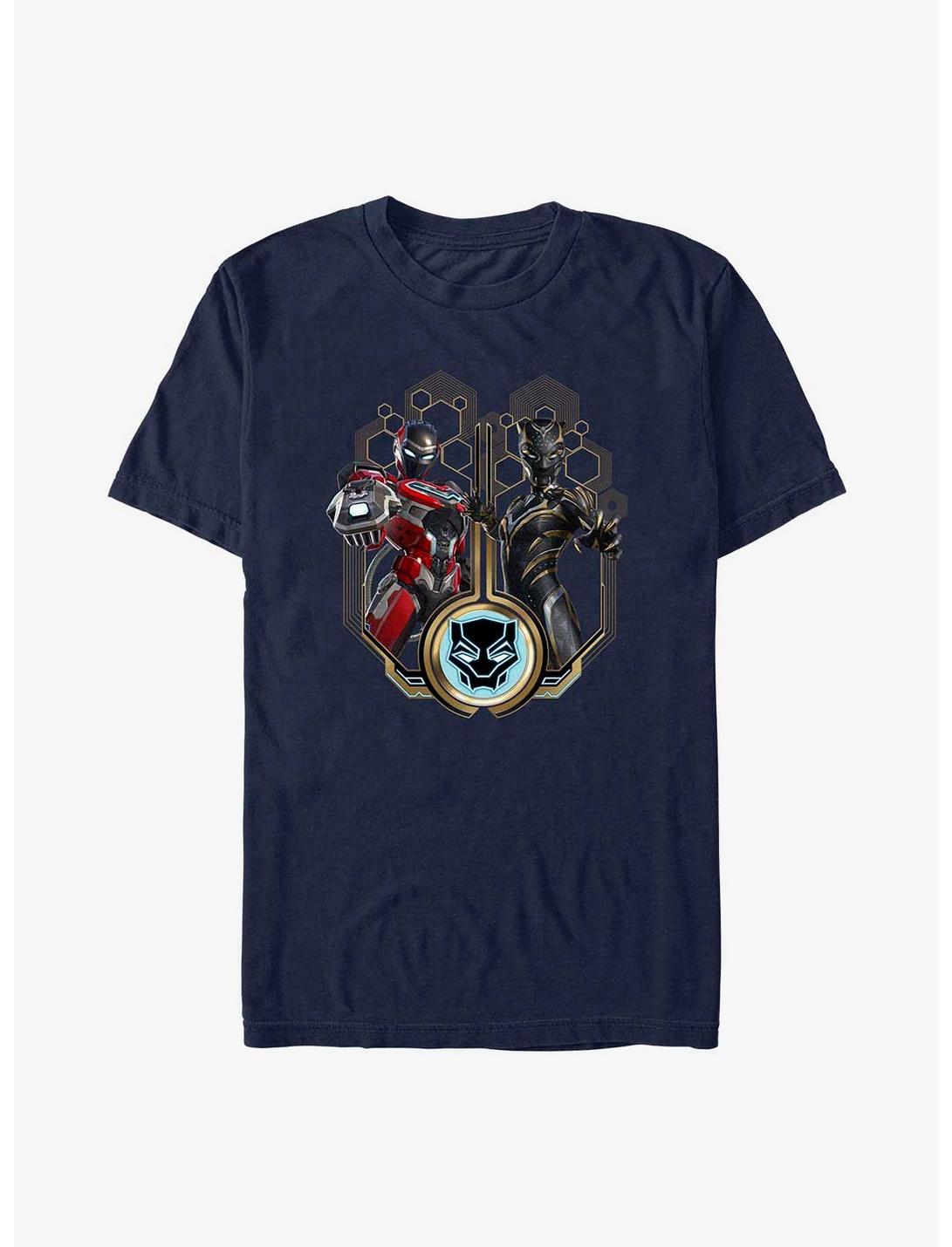Marvel Black Panther: Wakanda Forever Ironheart and Black Panther Side By Side Extra Soft T-Shirt, NAVY, hi-res